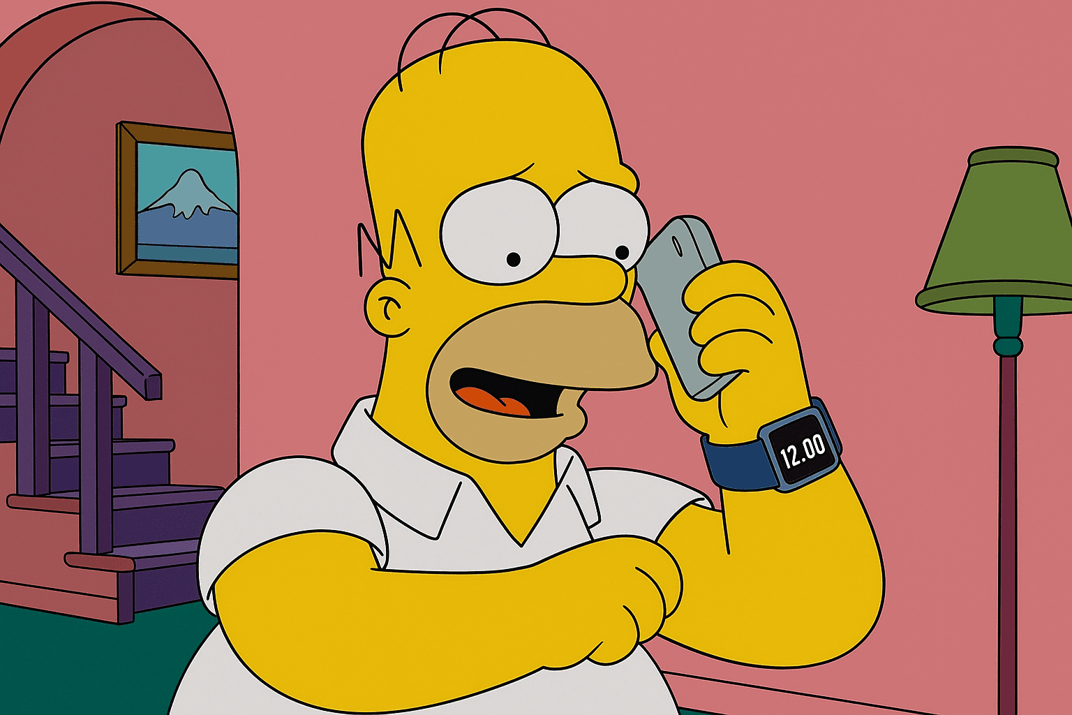 Homero con smartwatch